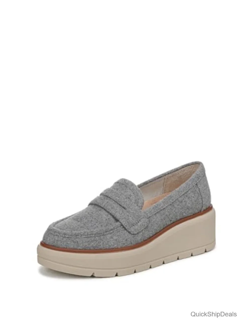 Faux Leather Slip On Loafers with Wedge Heel